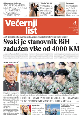 Cover of Večernji list BiH