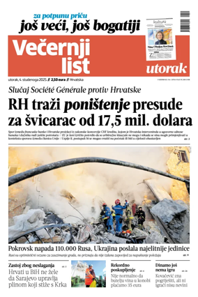 Cover of Vecernji list - Hrvatska