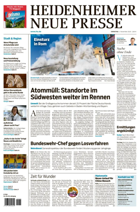Cover of Heidenheimer Neue Presse