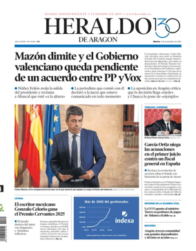 Cover of Heraldo de Aragón
