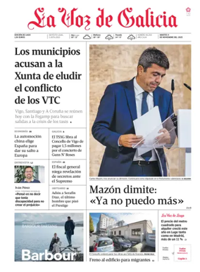 Cover of La Voz de Galicia (Lugo)