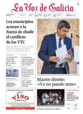 Cover of La Voz de Galicia (Ourense)