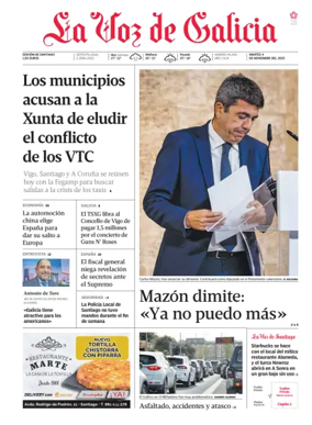 Cover of La Voz de Galicia (Santiago)
