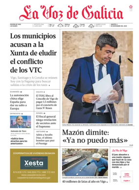 Cover of La Voz de Galicia (Vigo)