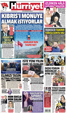 Cover of Hurriyet Print Edition