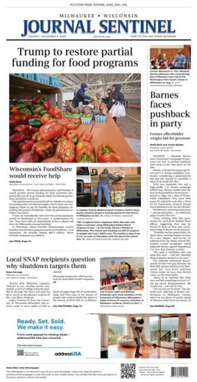 Cover of Milwaukee Journal Sentinel