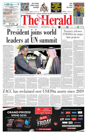 Cover of The Herald (Zimbabwe)