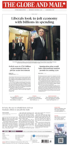 Cover of The Globe and Mail (Ottawa/Quebec Edition)