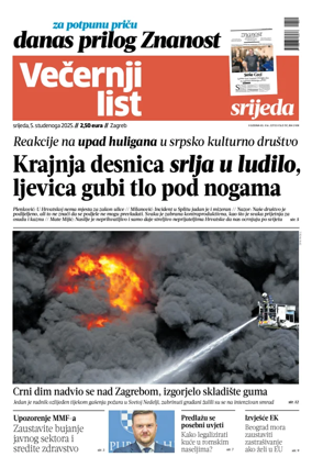 Cover of Večernji list - Zagreb