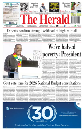 Cover of The Herald (Zimbabwe)