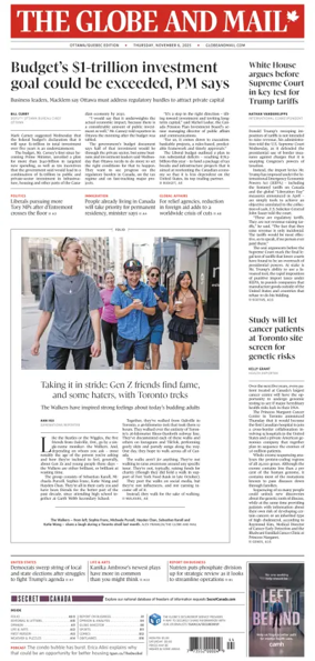 Cover of The Globe and Mail (Ottawa/Quebec Edition)