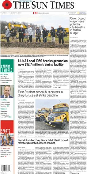 Cover of The Sun Times (Owen Sound)