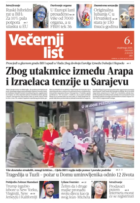 Cover of Večernji list BiH