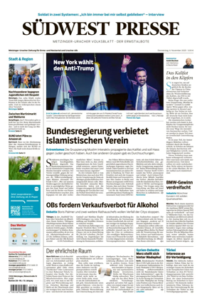 Cover of Südwest Presse (Metzinger Uracher Volksblatt / Der Ermstalbote)