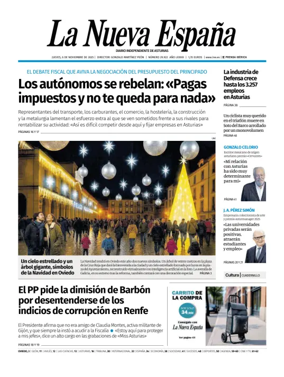 Cover of La Nueva España (Oviedo)