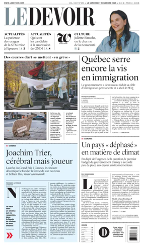 Cover of Le Devoir