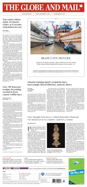 Cover of The Globe and Mail Metro (Ontario Edition)