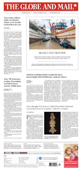 Cover of The Globe and Mail (Prairie Edition)