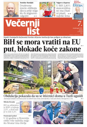 Cover of Večernji list BiH