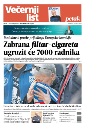 Cover of Večernji list - Zagreb