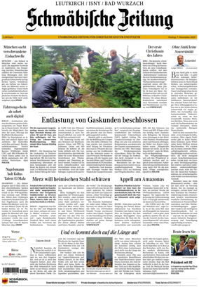 Cover of Schwaebische Zeitung (Leutkirch / Isny / Bad Wurzach)