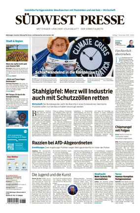 Cover of Südwest Presse (Metzinger Uracher Volksblatt / Der Ermstalbote)