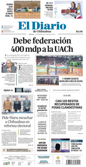 Cover of El Diario de Chihuahua