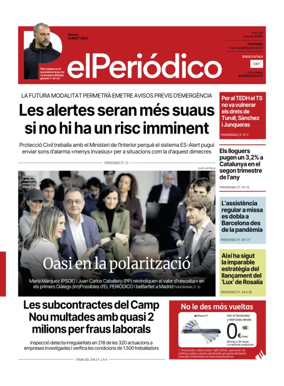 Cover of El Periódico de Catalunya (Català)