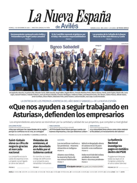 Cover of La Nueva España (Avilés)