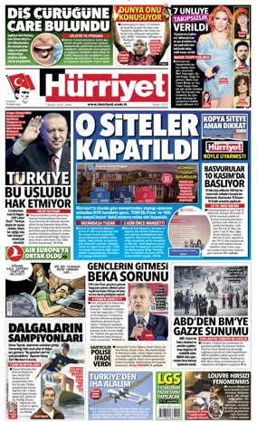Cover of Hurriyet Print Edition