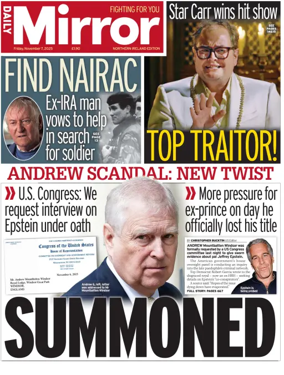 Cover of Daily Mirror (Northern Ireland)