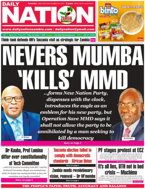 Cover of Daily Nation Newspaper