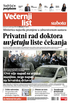 Cover of Večernji list - Zagreb