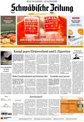 Cover of Schwaebische Zeitung (Bad Waldsee / Aulendorf)