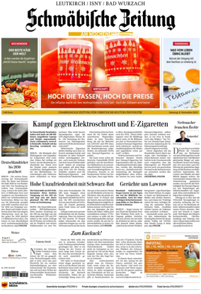 Cover of Schwaebische Zeitung (Leutkirch / Isny / Bad Wurzach)