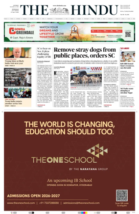 Cover of The Hindu (Hyderabad)