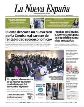Cover of La Nueva España (Occidente)