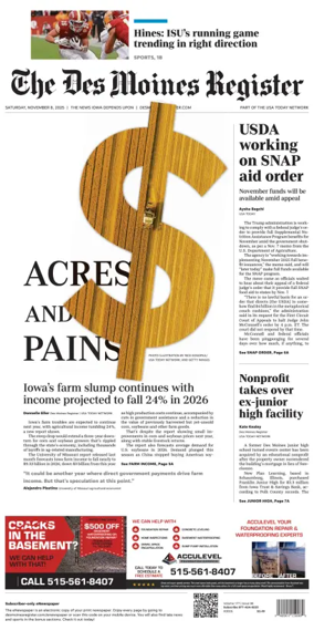 Cover of The Des Moines Register
