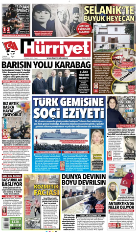Cover of Hurriyet Print Edition