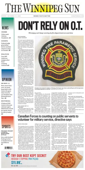 Cover of Winnipeg Sun