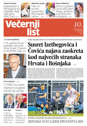 Cover of Večernji list BiH