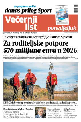 Cover of Večernji list - Zagreb