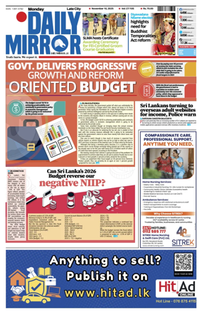 Cover of Daily Mirror (Sri Lanka)