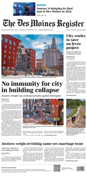 Cover of The Des Moines Register