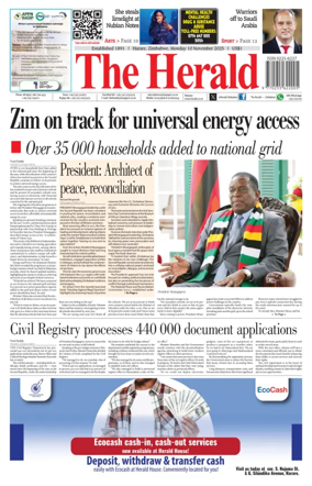 Cover of The Herald (Zimbabwe)