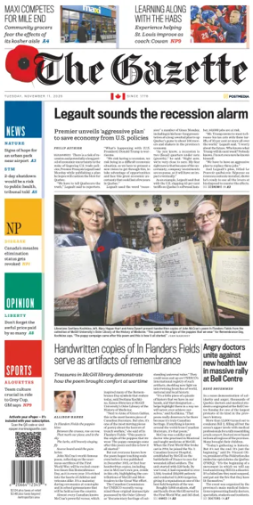 Cover of Montreal Gazette