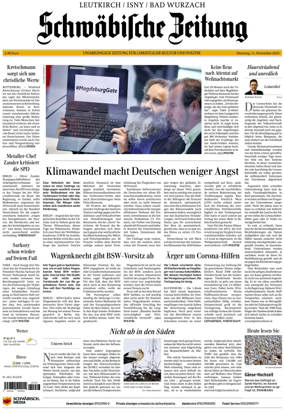 Cover of Schwaebische Zeitung (Leutkirch / Isny / Bad Wurzach)