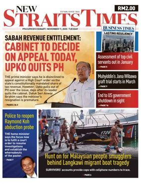 Cover of New Straits Times