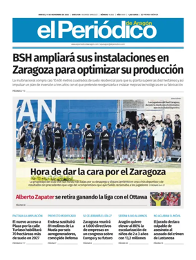 Cover of El Periódico Aragón