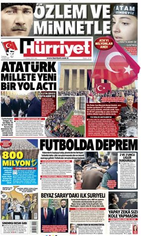 Cover of Hurriyet Print Edition